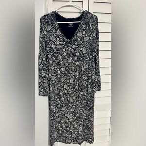 Floral Black and White Long Sleeve Dress